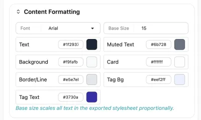 The Color Styles settings