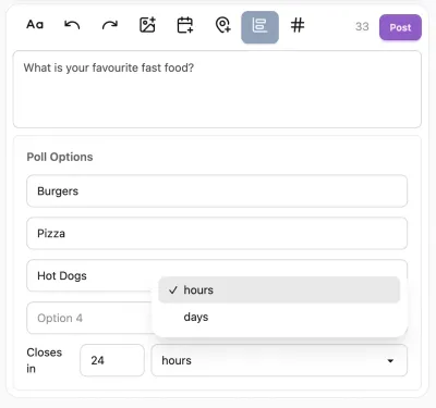 poll editor in entry editor